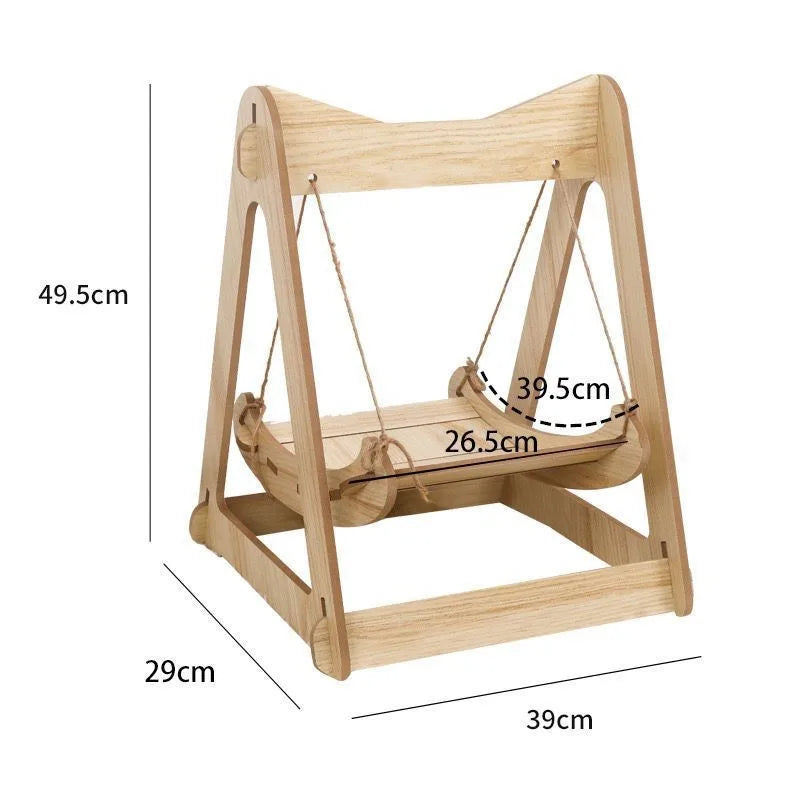 Petzrella Hänge-Katzenbett aus Holz – Modernes Schaukelbett