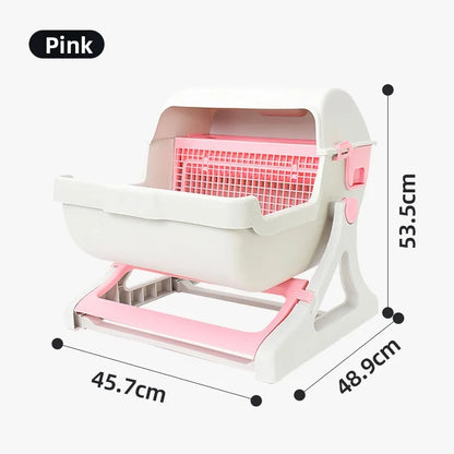 Petzrella Foldable Semi-Automatic Cat Litter Box – Large, Portable & Easy to Clean