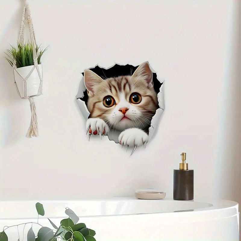 3D Cute Cat Toilet Sticker Bathroom Decor