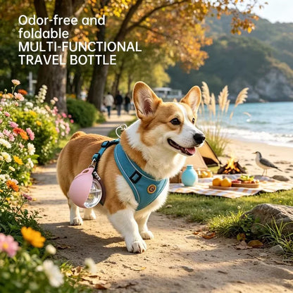 Petzrella Dog Water Bottle – Foldable Silicone Bowl, 285ml Leak-Proof Travel Cup