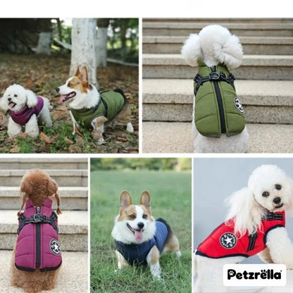 Petzrella Winter Dog Jacket with Built-In Harness – Waterproof