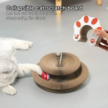 Petzrella 3-in-1 Wellpappe Katzenkratzbaum mit Spielball & Liegefläche
