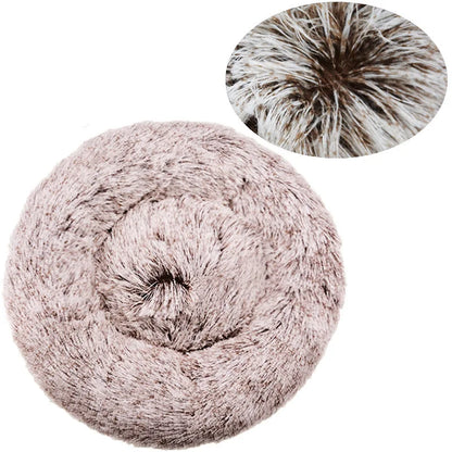 Petzrella Round Plush Pet Bed – Cozy Donut Cushion for Cats & Dogs