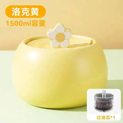 Ceramic Cat Water Fountain – Quiet Pump & 5-Stage Filter
