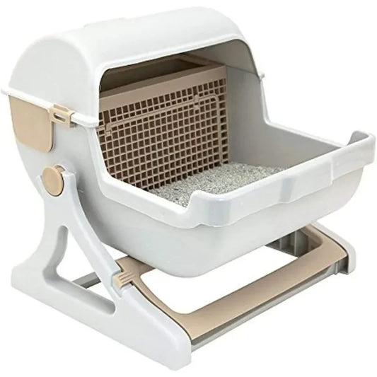 Petzrella Foldable Cat Litter Box with Drawer & Non-Stick Coating