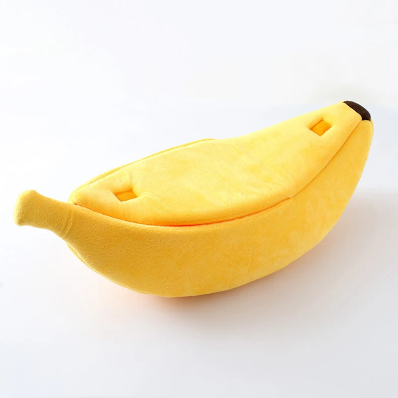 Petzrella Banana Cat Bed House – Cozy Plush Pet Basket