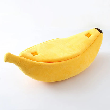 Petzrella Banana Cat Bed House – Cozy Plush Pet Basket