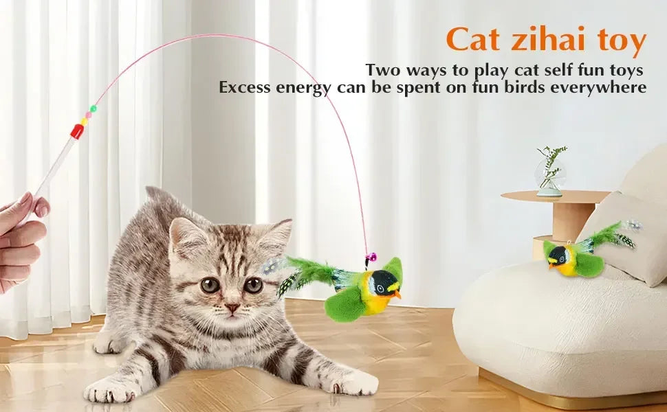 Chirping Bird Cat Toy for Interactive Play