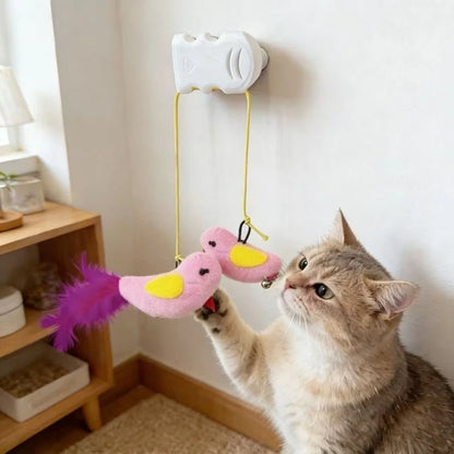Window Suction Cup Bird Teaser Toy with Bell for Cats