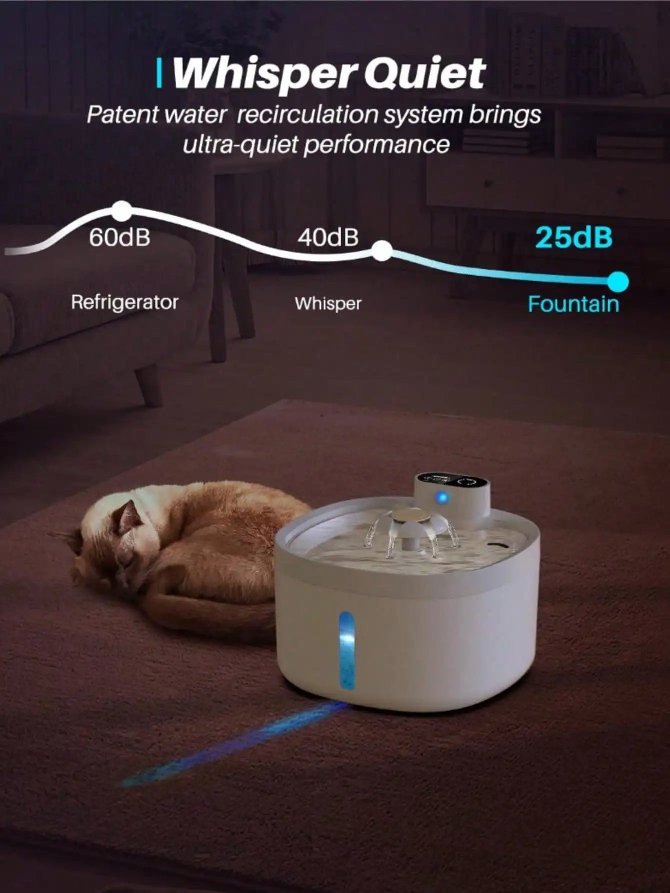 Petzrella Wireless Automatic Cat Water Fountain – 2.6L Stainless Steel with Sensor