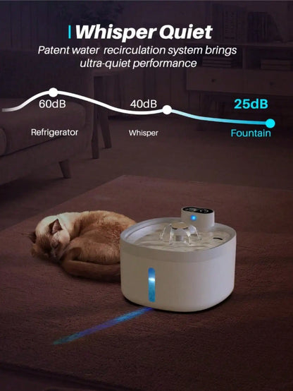 Petzrella Wireless Automatic Cat Water Fountain – 2.6L Stainless Steel with Sensor
