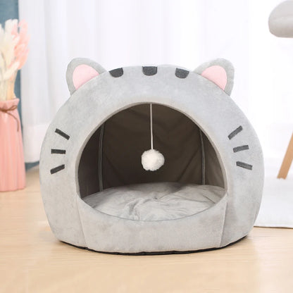 Petzrella Cat Face Plush Cave Bed