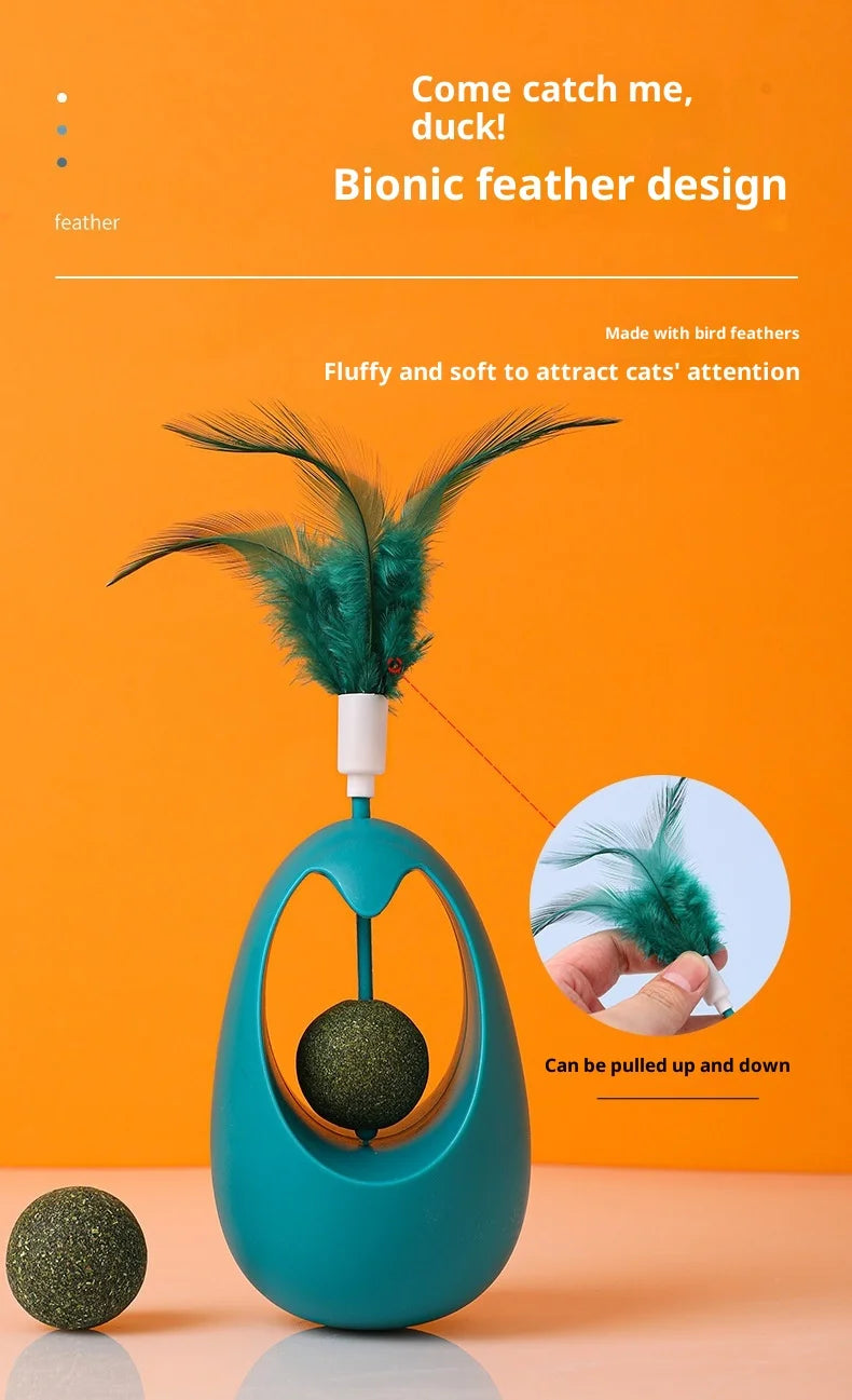 Mint Ball Feather Roly-Poly Cat Toy for Interactive Play