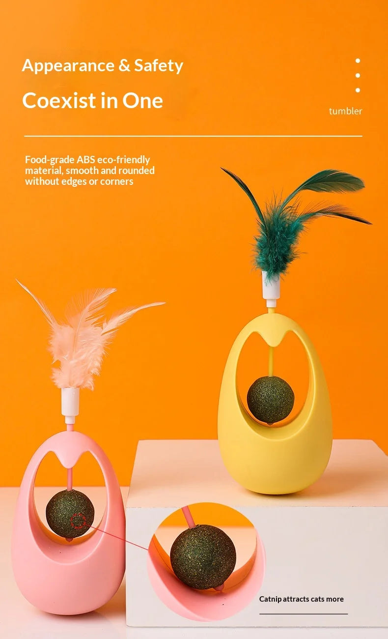 Mint Ball Feather Roly-Poly Cat Toy for Interactive Play