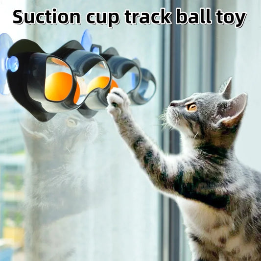 Suction Cup Track Ball Cat Toy for Interactive Play