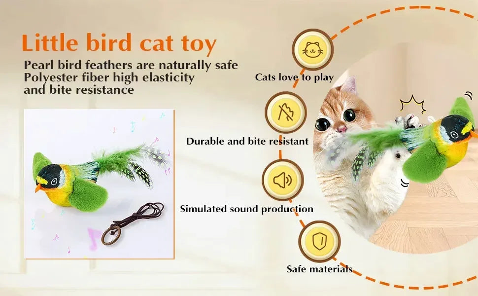 Chirping Bird Cat Toy for Interactive Play