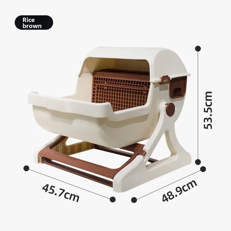 Petzrella Foldable Semi-Automatic Cat Litter Box – Large, Portable & Easy to Clean