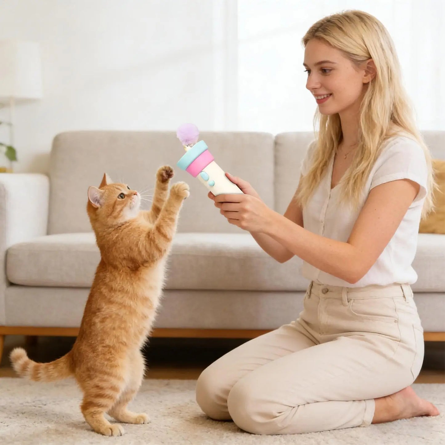 Petzrella Electric Cat Wand Toy – USB Rechargeable, Auto-Retractable