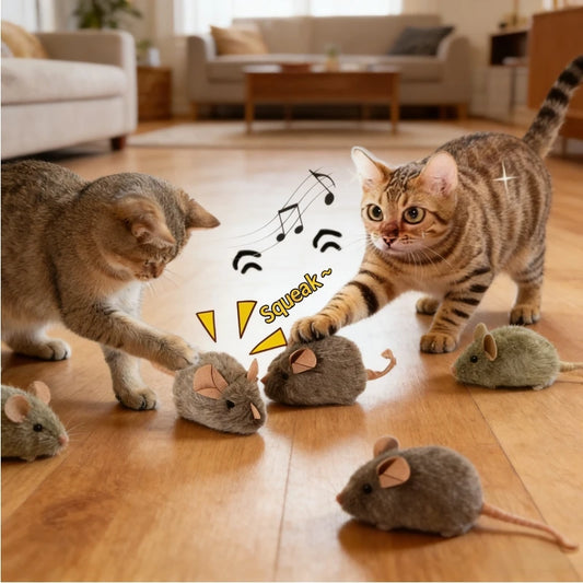 Interactive Plush Mouse Toy for Cats