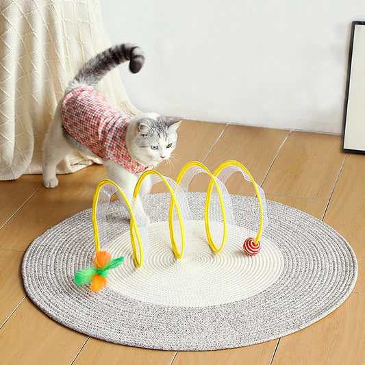 Foldable Cat Tunnel with Hanging Toys