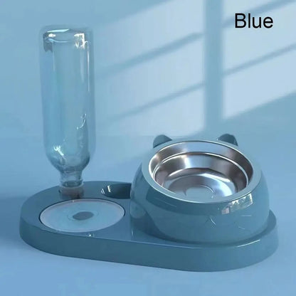 Petzrella 2-in-1 Pet Feeding Bowl with Water Dispenser – Elevated Anti-Tip Design