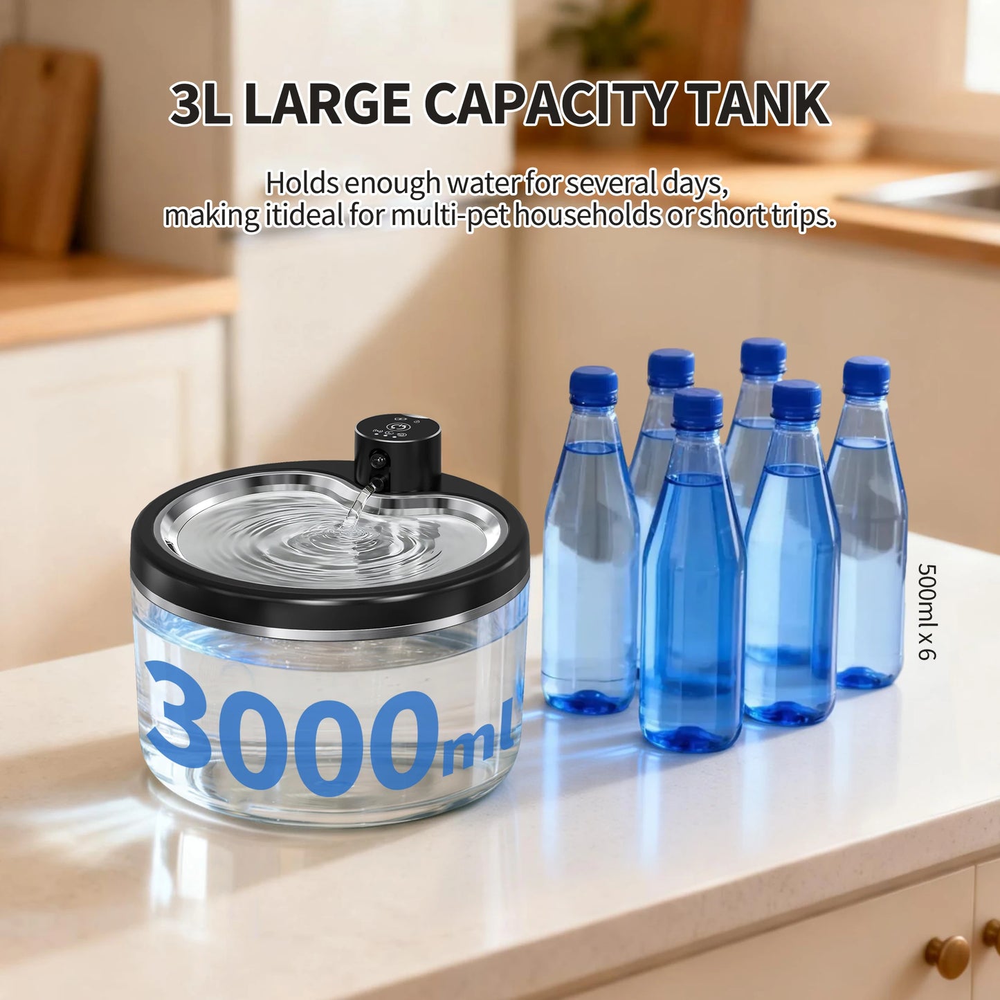 Petzrella 3L Smart Cat Water Fountain – 4000mAh, Auto Sensor & Multi-Filter