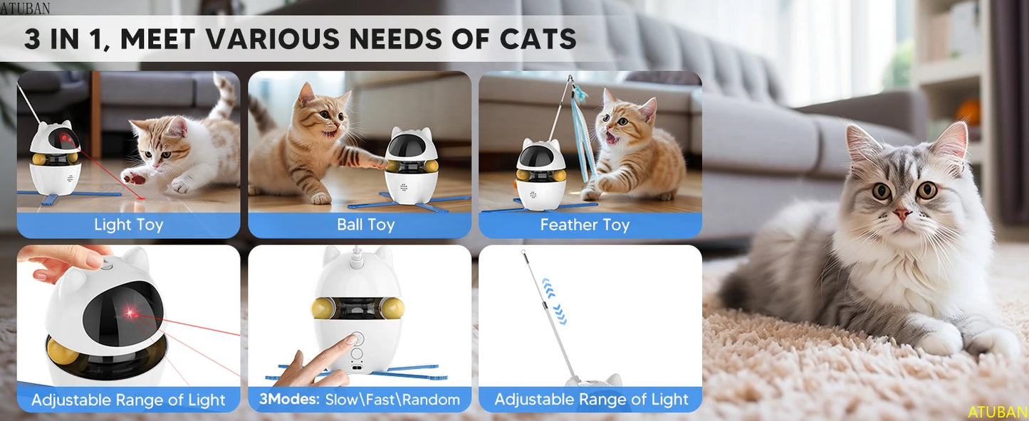 3-in-1 Automatic Interactive Cat Toy with Laser