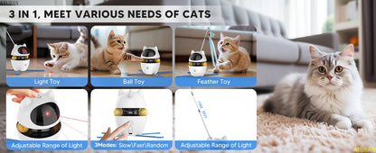 3-in-1 Automatic Interactive Cat Toy with Laser