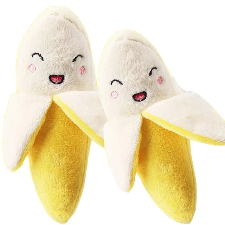 Banana-Shaped Plush Cat Bed