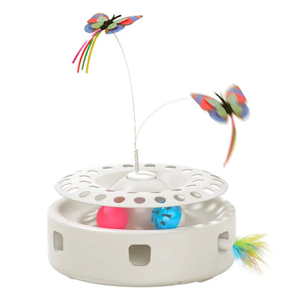 3-in-1 Interactive Cat Toy with Rotating Feather & Balls