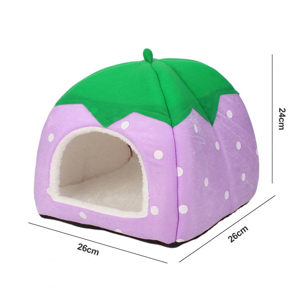 Strawberry-Shaped Cozy Cat Bed House