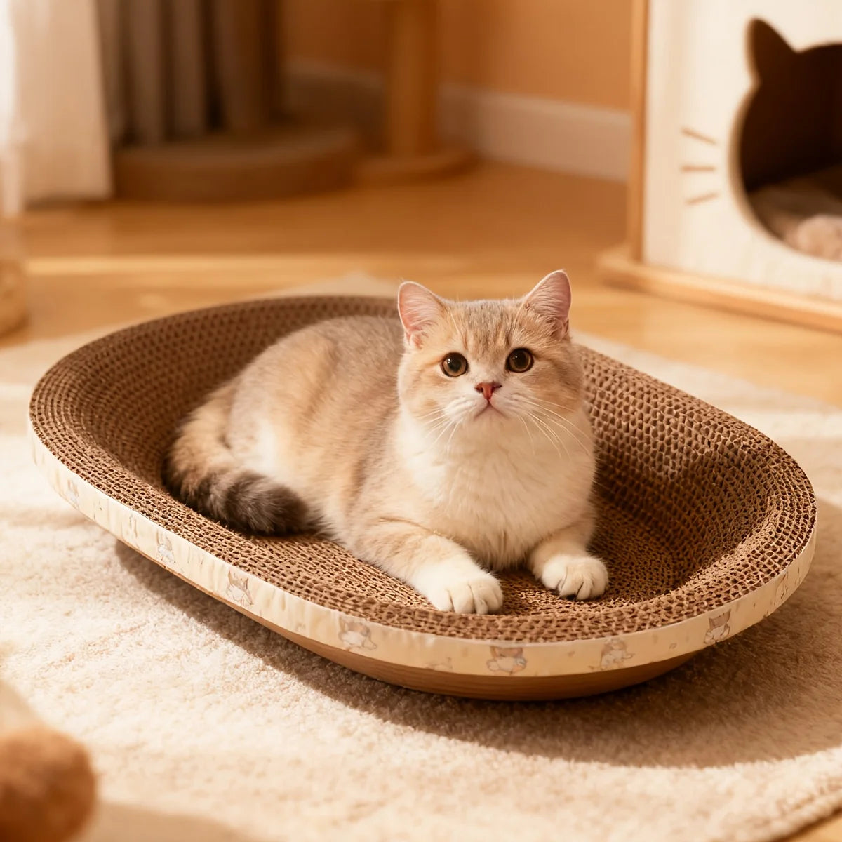 Oval Cardboard Cat Scratcher Pad