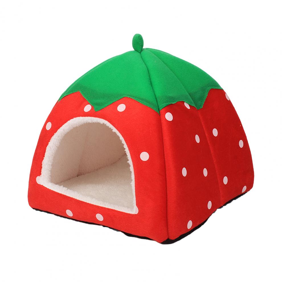Strawberry-Shaped Cozy Cat Bed House