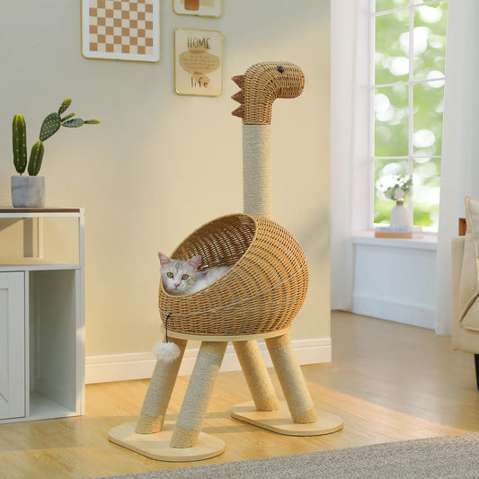 Petzrella Sisal-Dinosaurier mit Plüschkissen Rattan-Nest