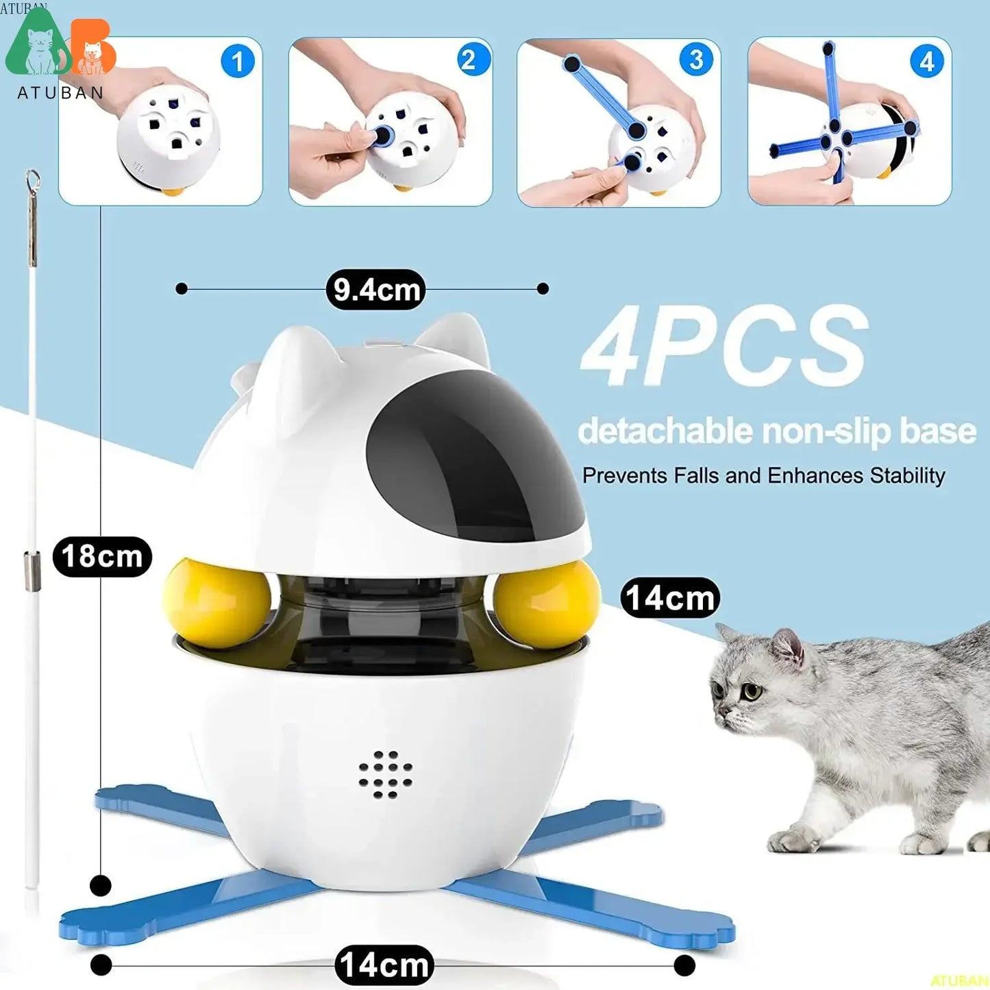 3-in-1 Automatic Interactive Cat Toy with Laser