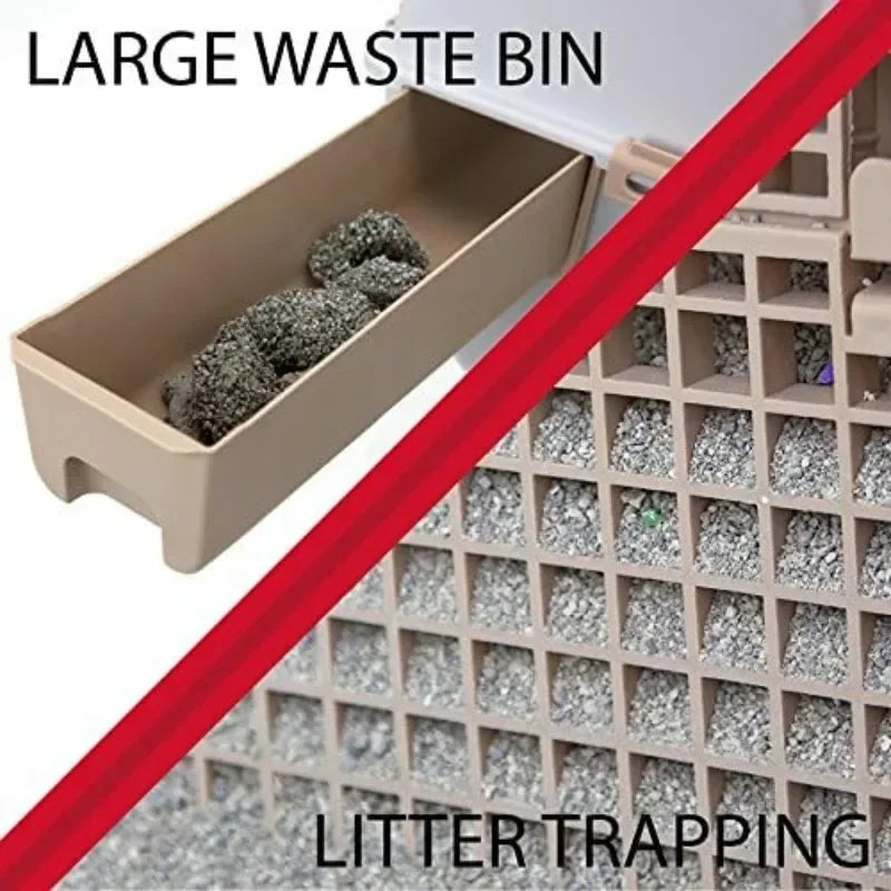 Petzrella Foldable Cat Litter Box with Drawer & Non-Stick Coating