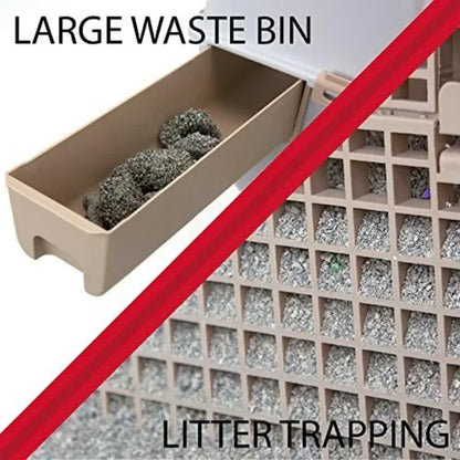 Petzrella Foldable Cat Litter Box with Drawer & Non-Stick Coating
