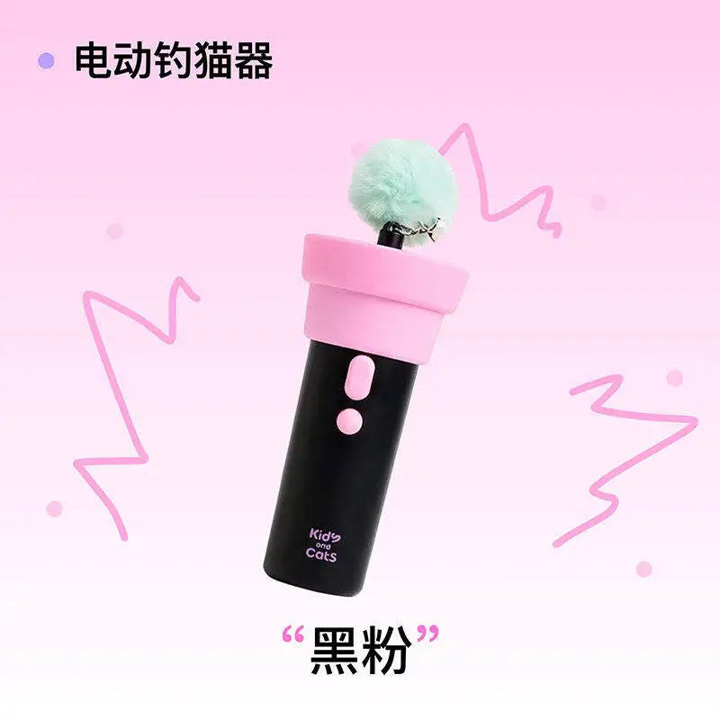 Petzrella Electric Cat Wand Toy with Pom-Pom Launcher