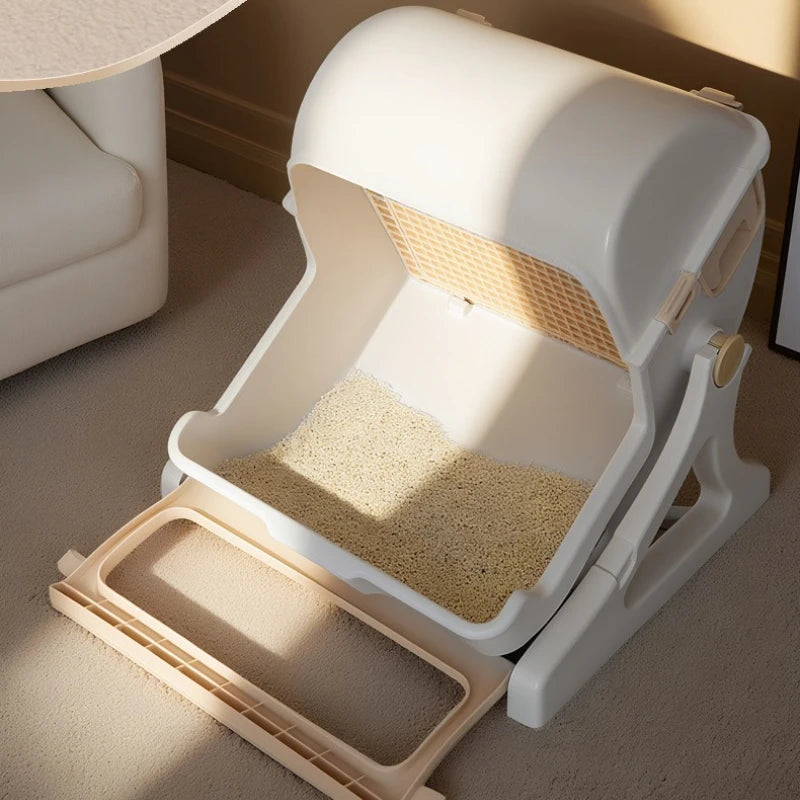 Petzrella Foldable Semi-Automatic Cat Litter Box – Large, Portable & Easy to Clean