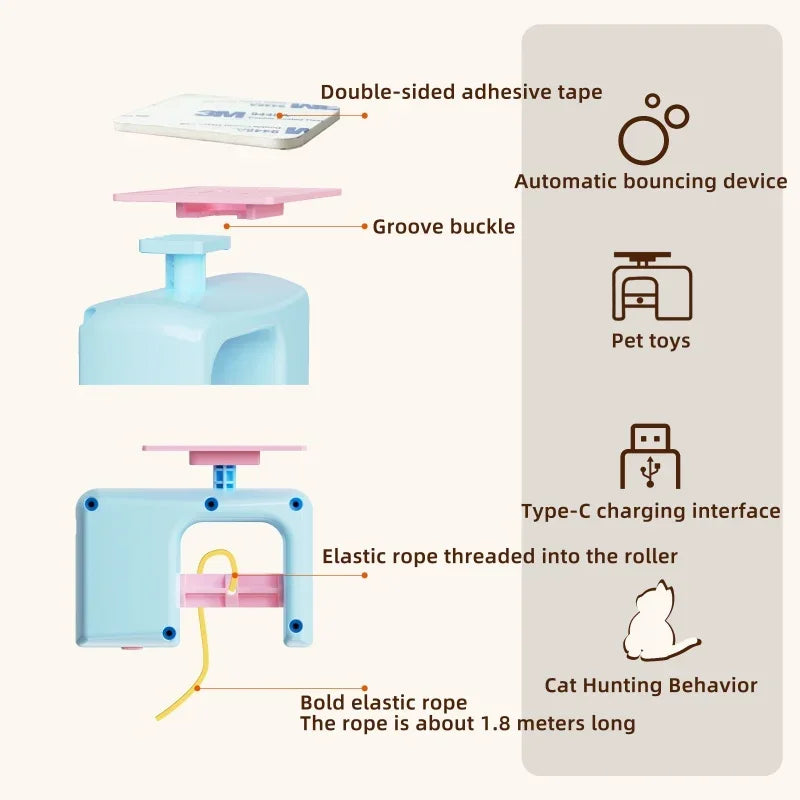 Electric Hanging Cat Teaser Toy with Feather Caterpillar