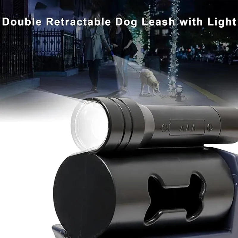Double Retractable Dog Leash for Two Dogs