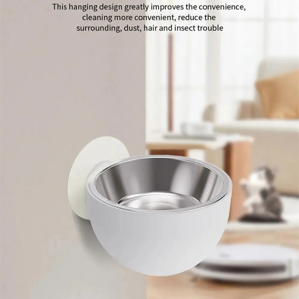 Petzrella Wall-Mounted Pet Bowl – Stainless Steel & Tilted