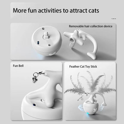 Petzrella Electric Fish Bone Cat Ball Toy with USB & Replaceable Feathers