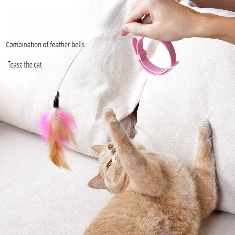 Feather Teasing Collar Cat Toy for Interactive Play