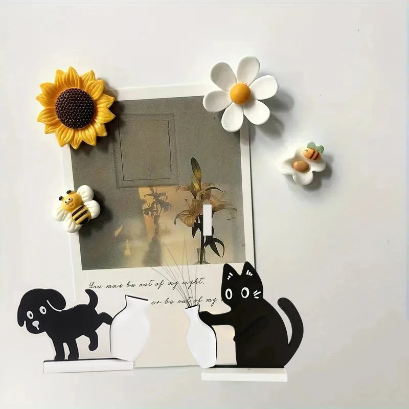Cat & Dog Magnetic Vase Fridge Decor