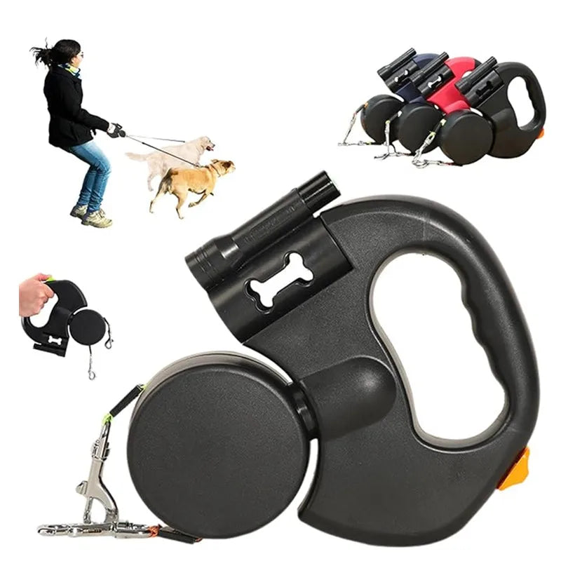 Double Retractable Dog Leash for Two Dogs