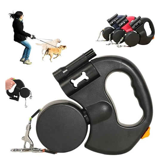 Double Retractable Dog Leash for Two Dogs
