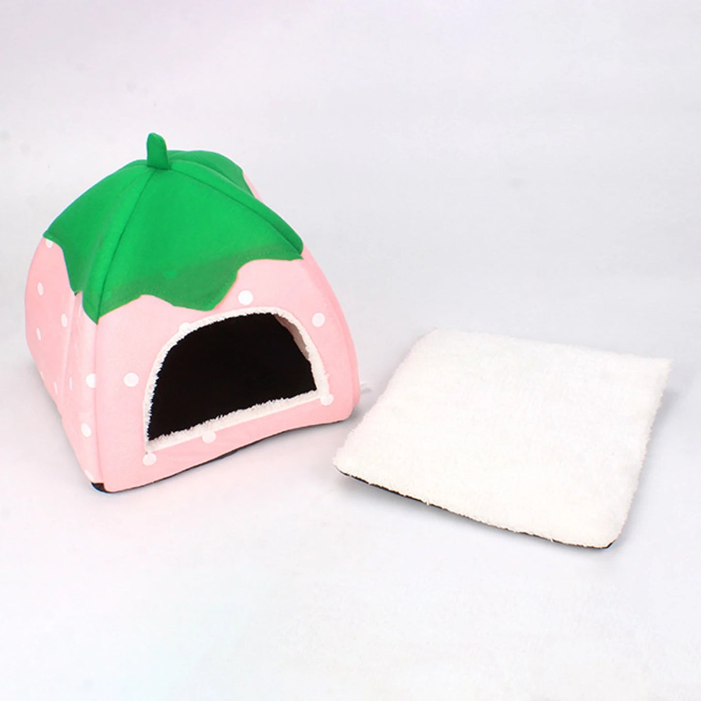 Strawberry-Shaped Cozy Cat Bed House