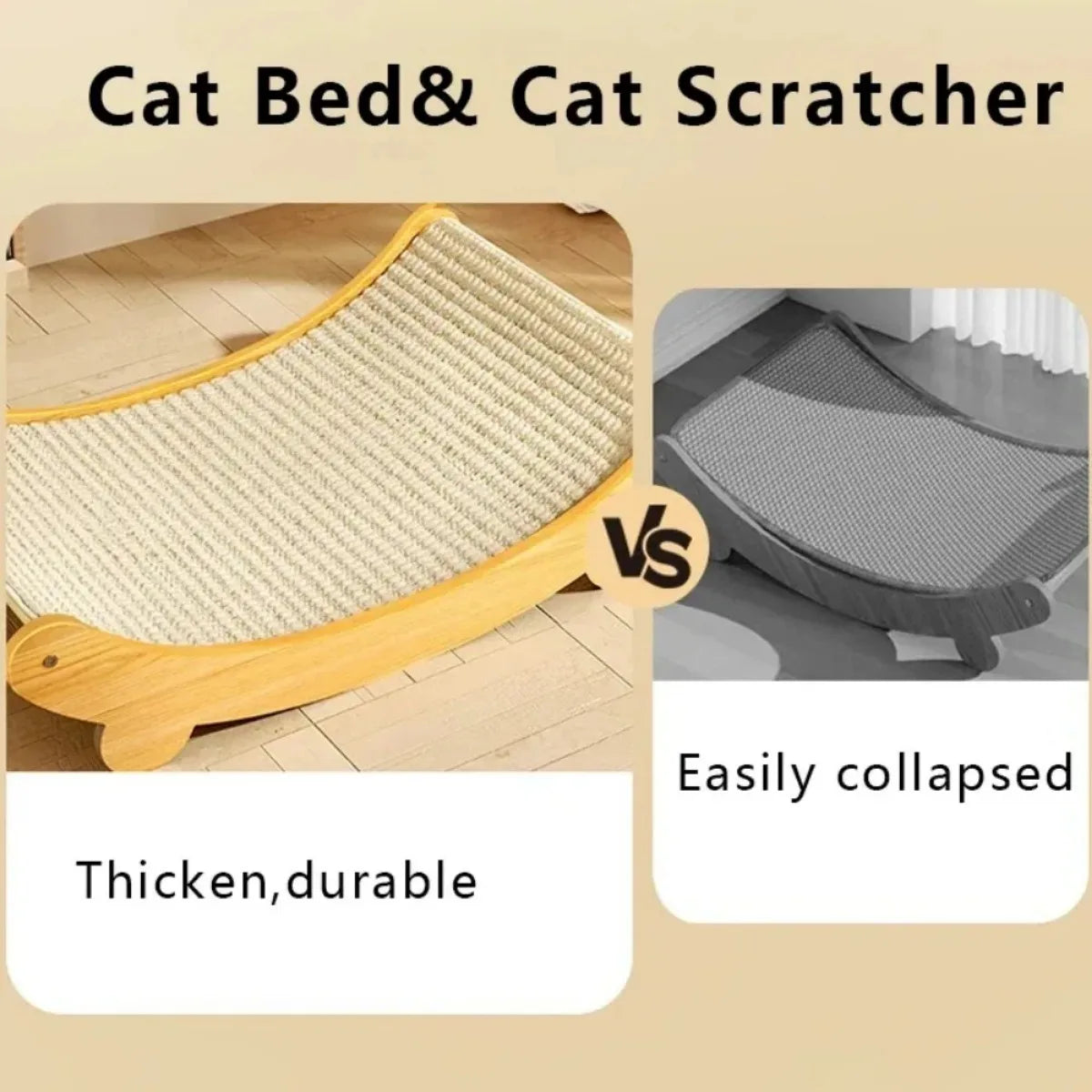 Wooden Sisal Cat Scratcher Bed