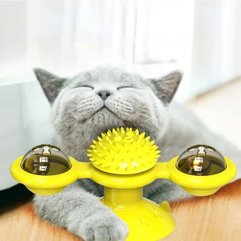 Petzrella Interactive Windmill Cat Toy with LED Light & Spinning Base